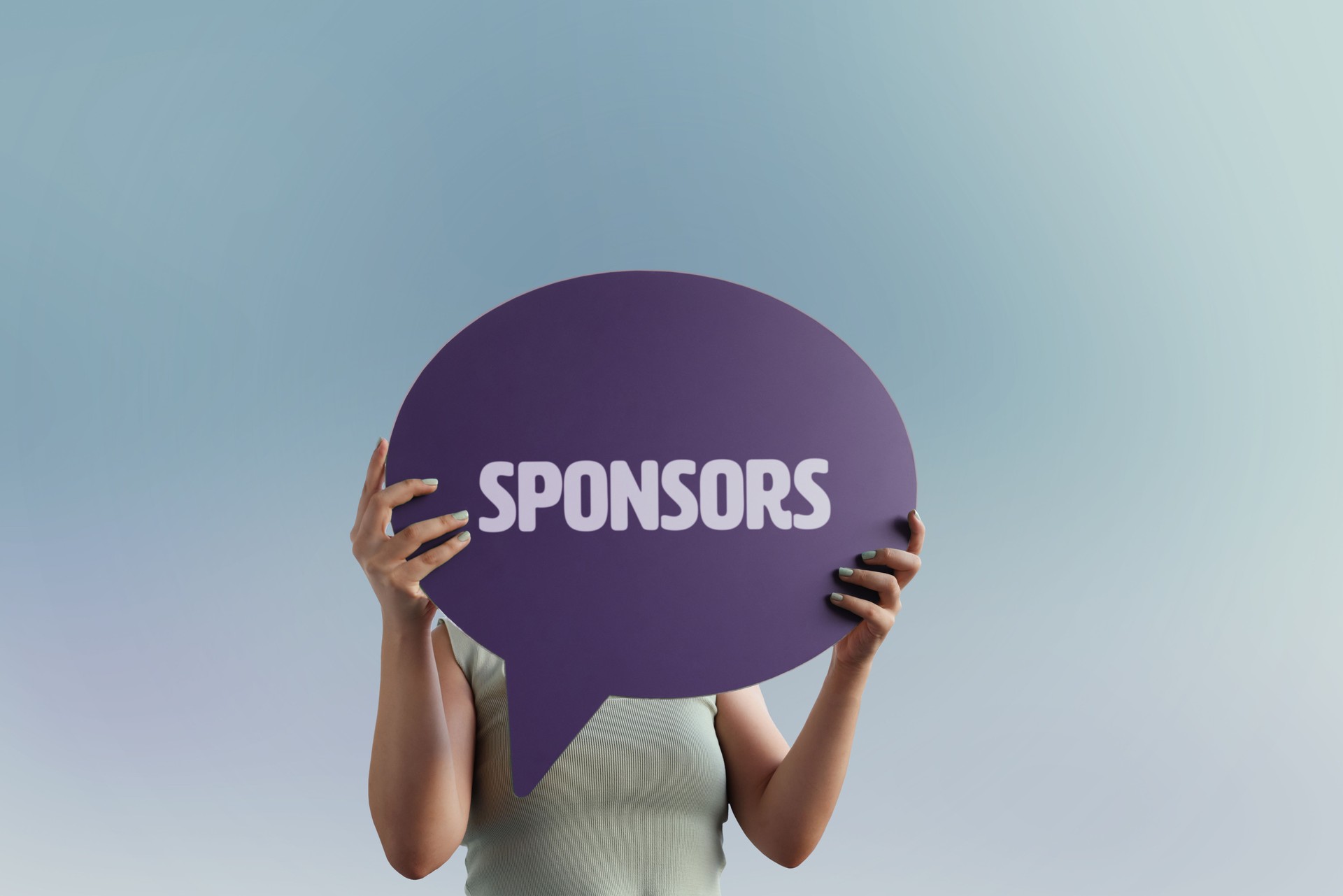 Sponsor word with speech bubble